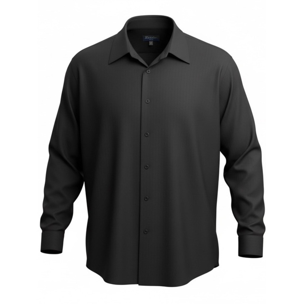 Bassiri Uomo Mens XL Black Microfiber Textured Stripe Long Sleeve Button Down‎